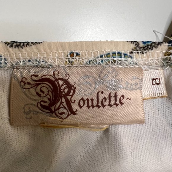 ROULETTE Womens 8 Blue Green Yellow Paisley Sleeveless Accent Tie Back Zip Dress - Picture 4 of 9